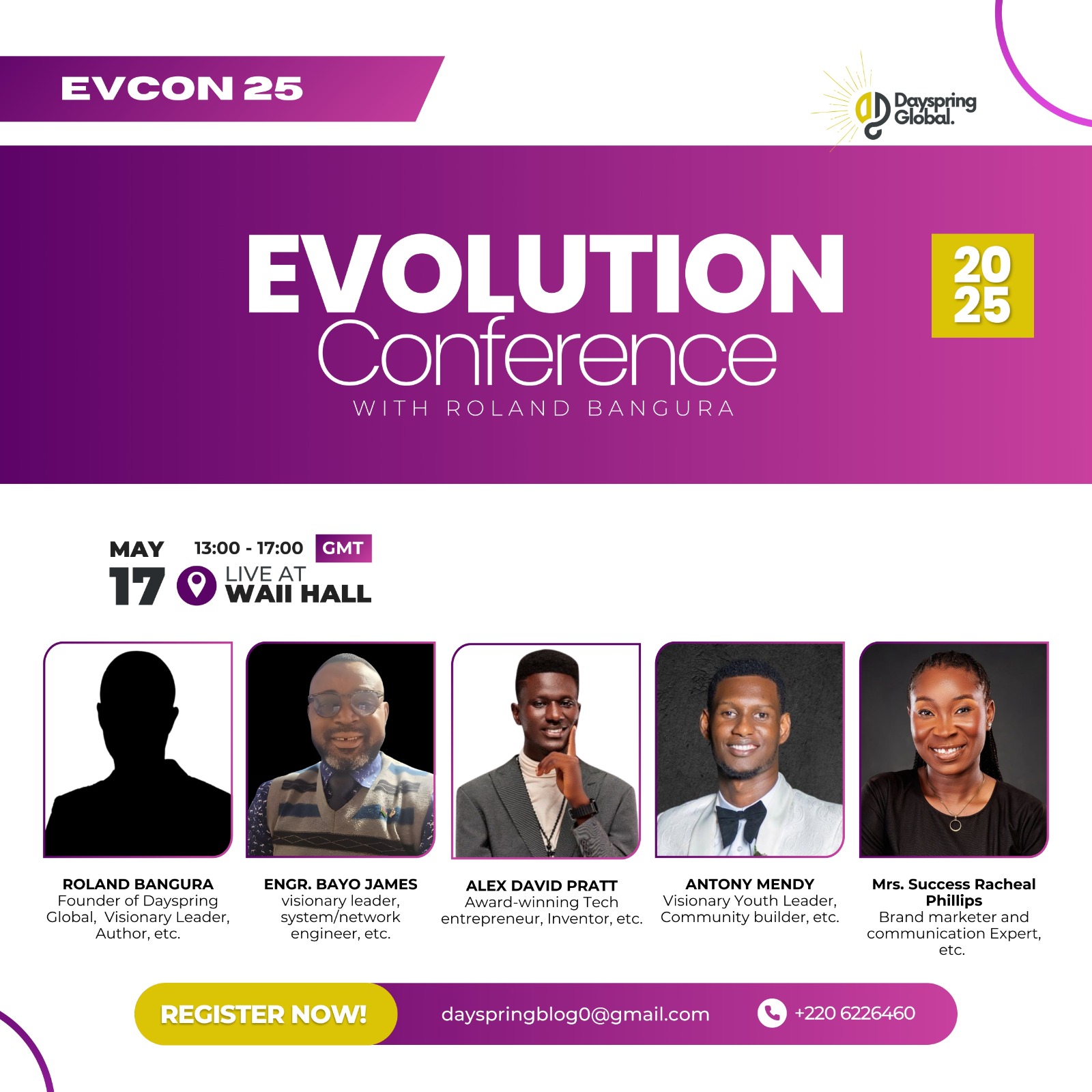 Promotional flyer for Evolution Conference 2025
